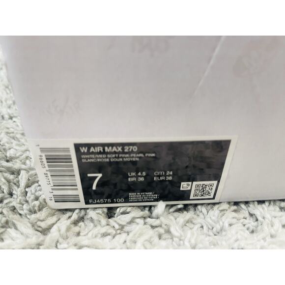 Nike Air Max 270 White Pink Foam Women's Size 7 Shoes FJ4575 100 New In Box - Picture 3 of 12